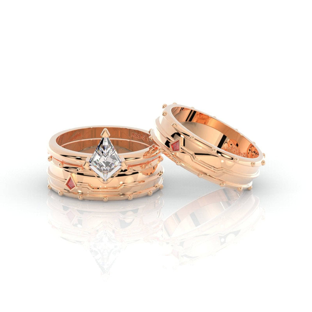 Assassin's Promise Ring Set (Women)- 14k Yellow Gold Video Game Inspired Rings