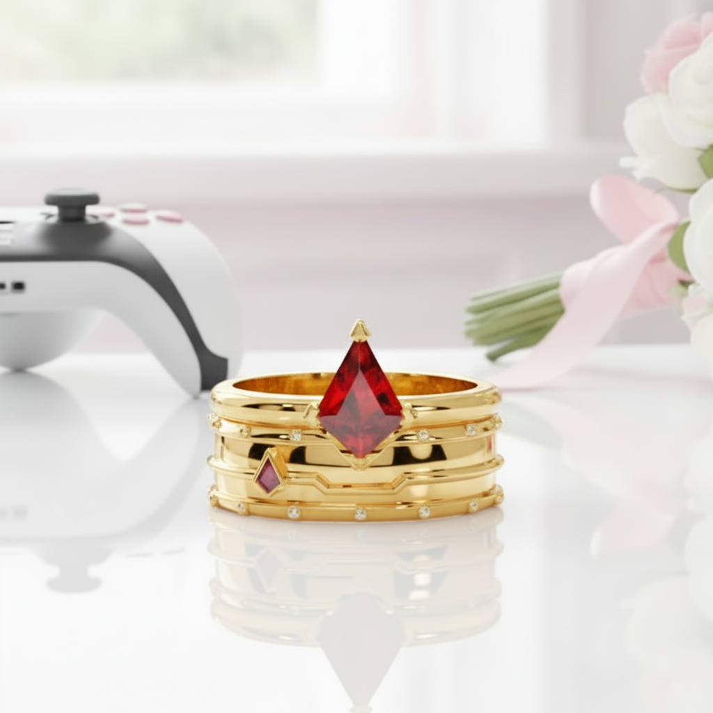 Assassin's Promise Ring Set (Women)- 14k Yellow Gold Video Game Inspired Rings