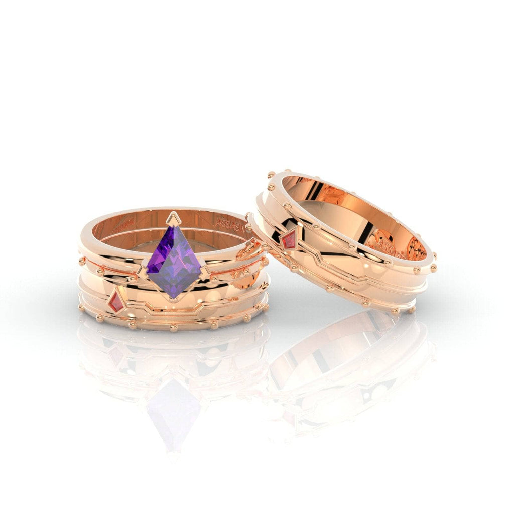 Assassin's Promise Ring Set (Women)- 14k Yellow Gold Video Game Inspired Rings