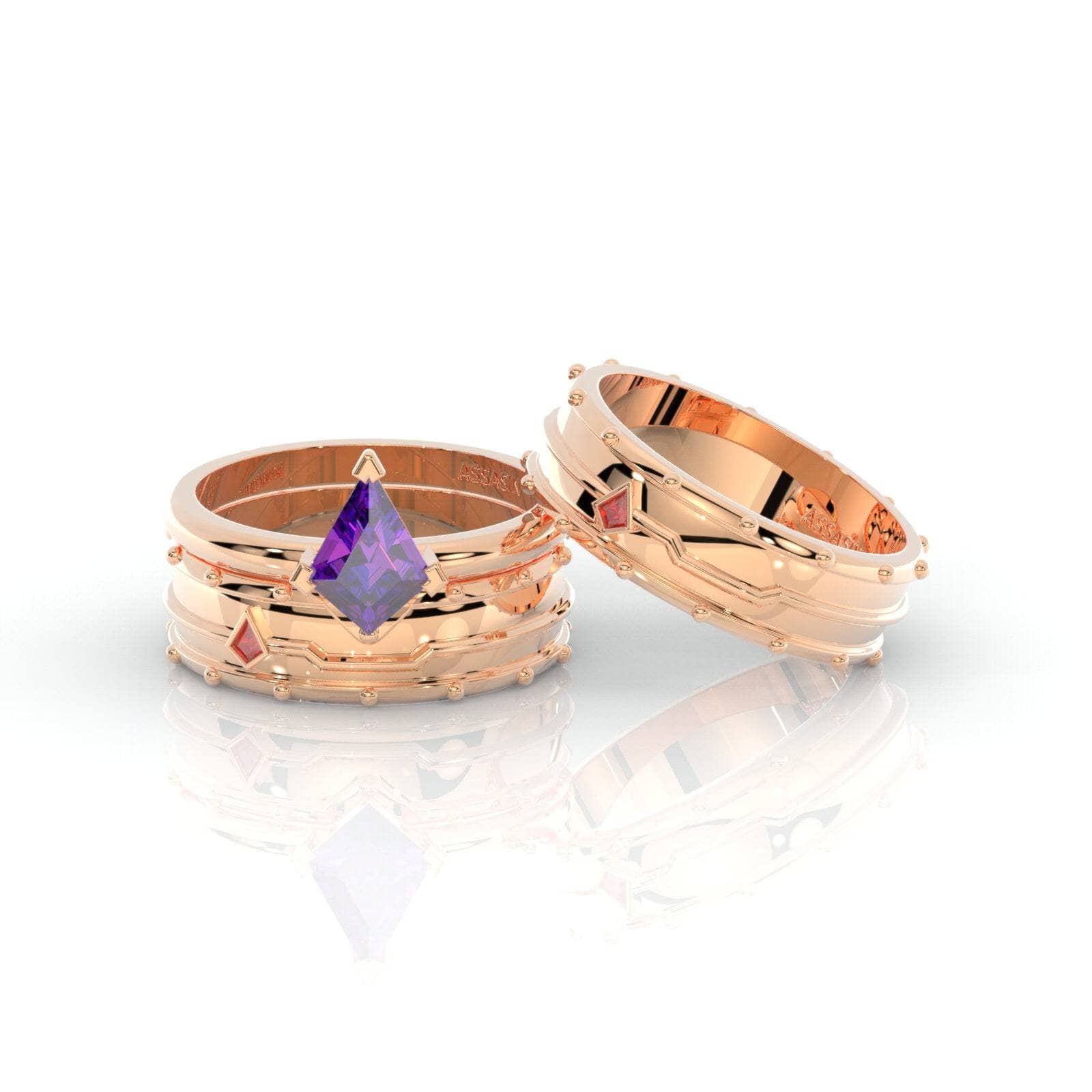 Assassin's Promise Ring Set (Women)- 14k Yellow Gold Video Game Inspired Rings