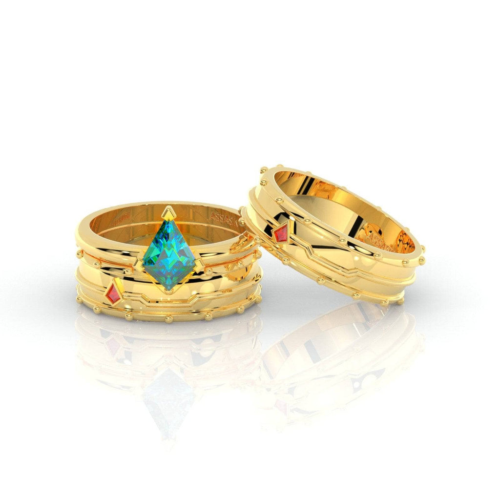 Assassin's Promise Ring Set (Women)- 14k Yellow Gold Video Game Inspired Rings