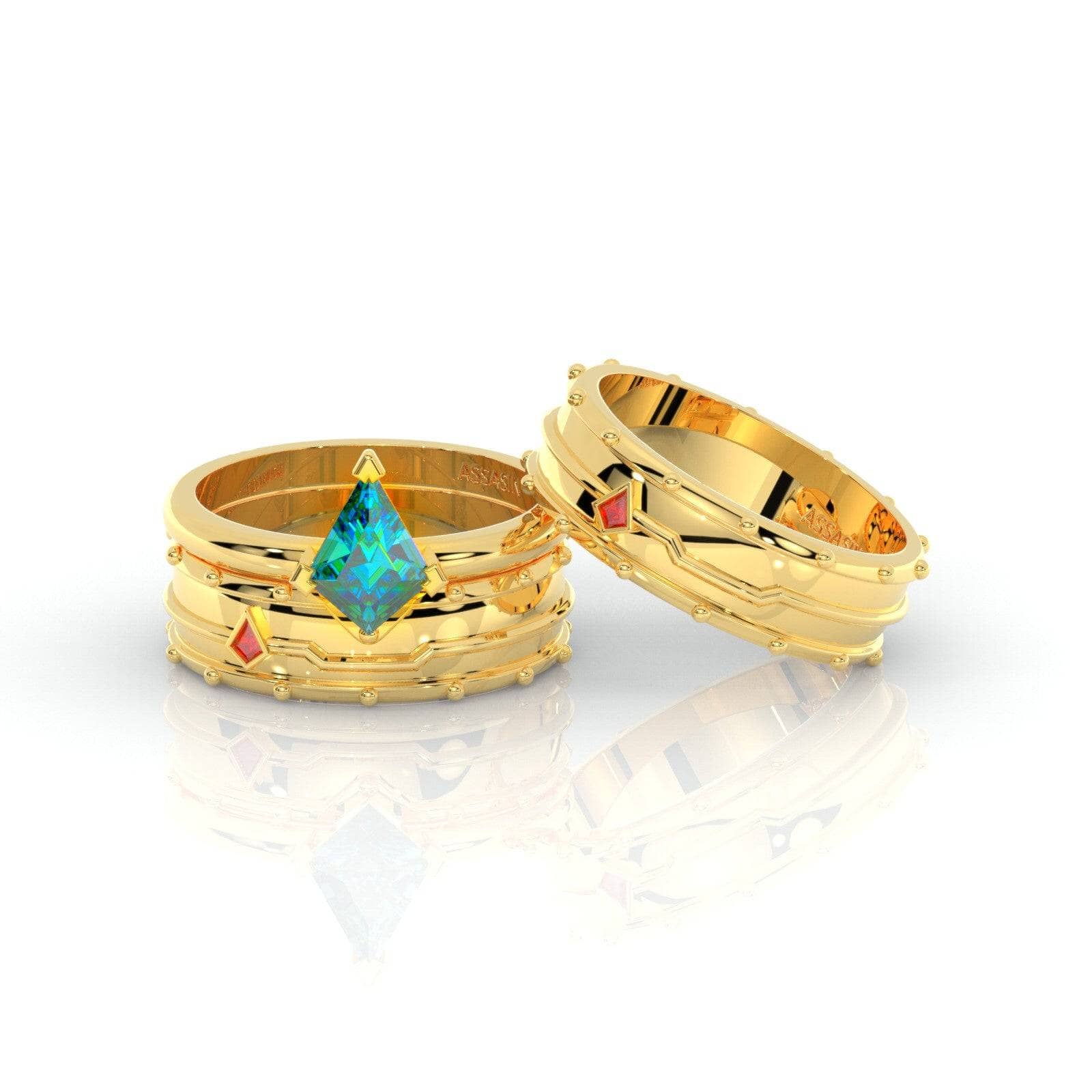Assassin's Promise Ring Set (Women)- 14k Yellow Gold Video Game Inspired Rings