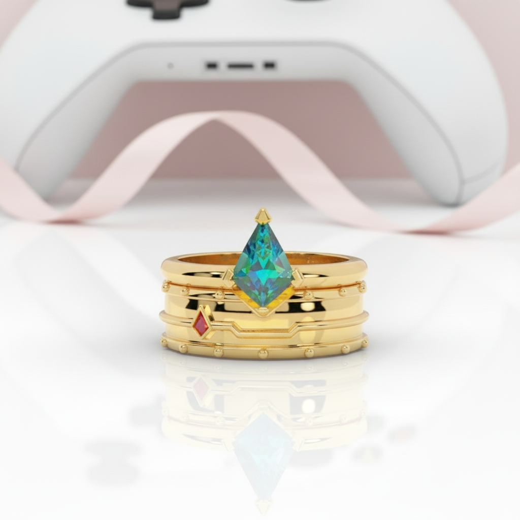 Assassin's Promise Ring Set (Women)- 14k Yellow Gold Video Game Inspired Rings