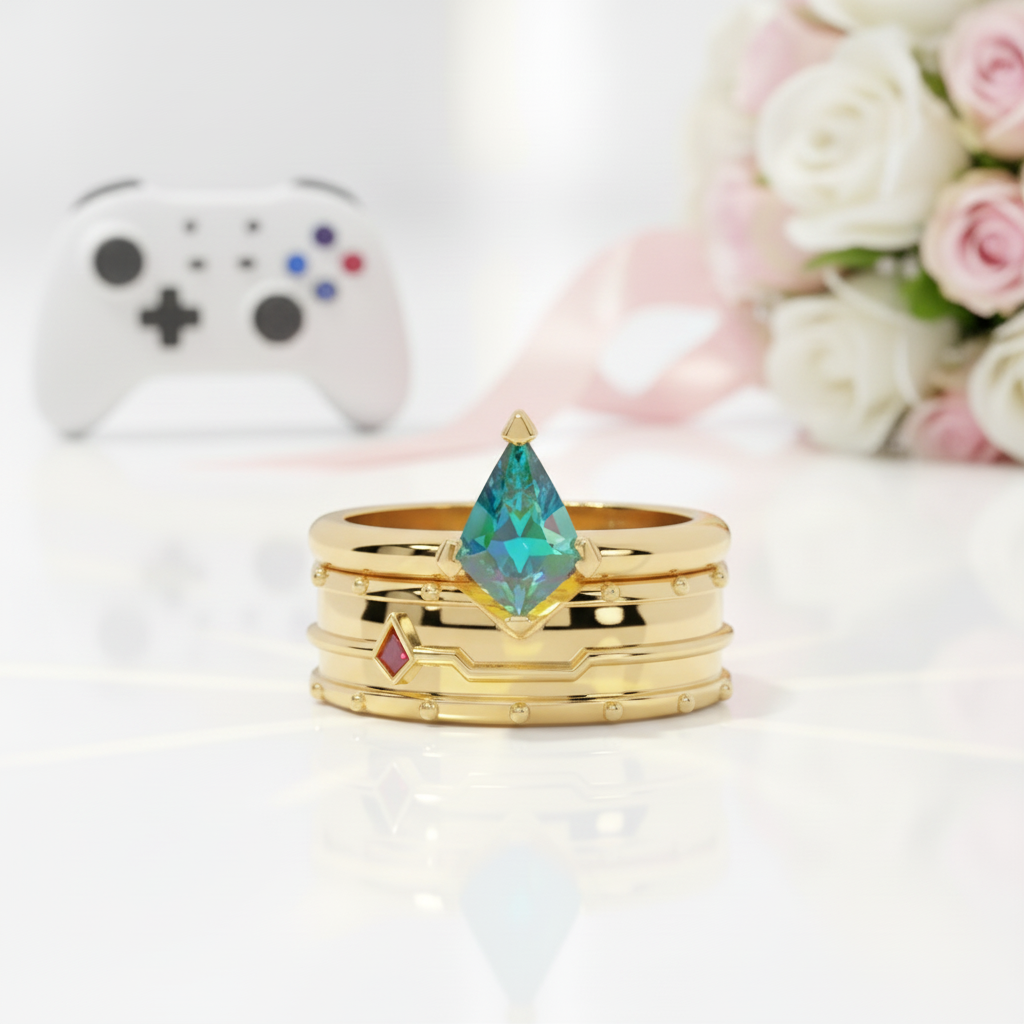 Assassin's Promise Ring Set (Women)- 14k Yellow Gold Video Game Inspired Rings