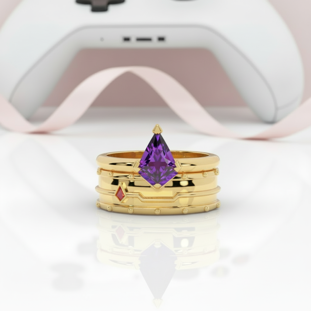 Assassin's Promise Ring Set (Women)- 14k Yellow Gold Video Game Inspired Rings