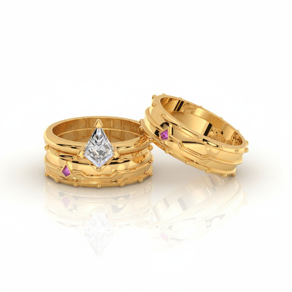 Assassin's Promise Ring Set (Women)- 14k Yellow Gold Video Game Inspired Rings