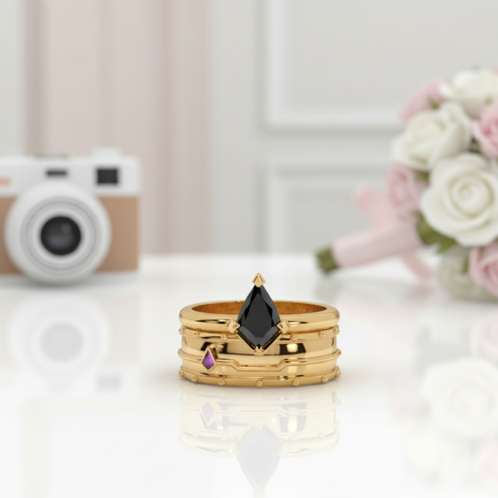 Assassin's Promise Ring Set (Women)- 14k Yellow Gold Video Game Inspired Rings