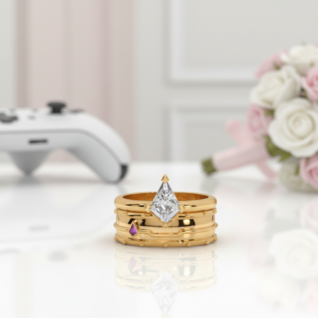 Assassin's Promise Ring Set (Women)- 14k Yellow Gold Video Game Inspired Rings