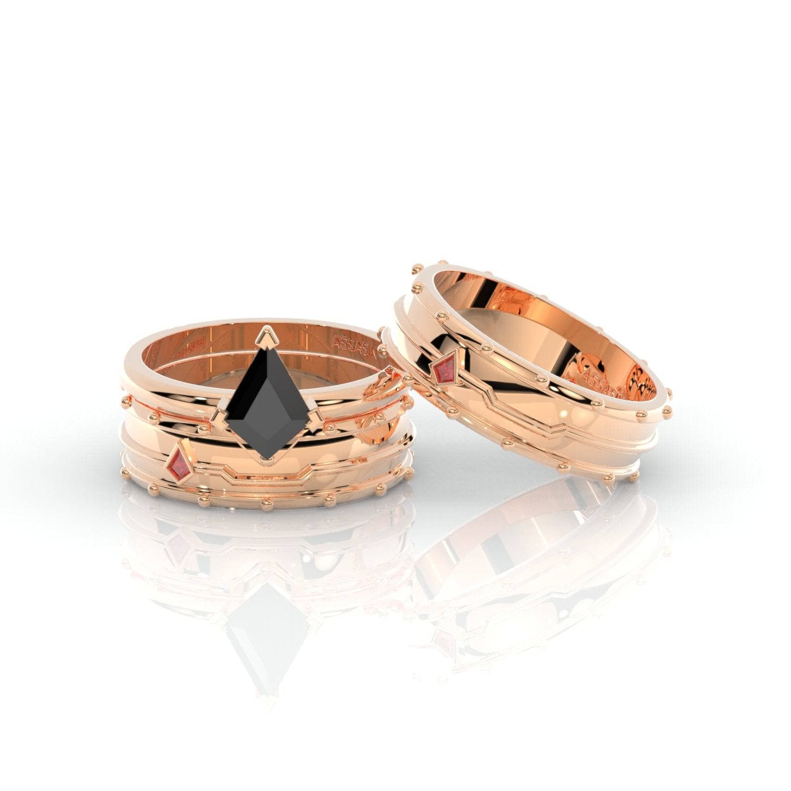 Assassin's Promise Ring Set (Women)- 14k Yellow Gold Video Game Inspired Rings