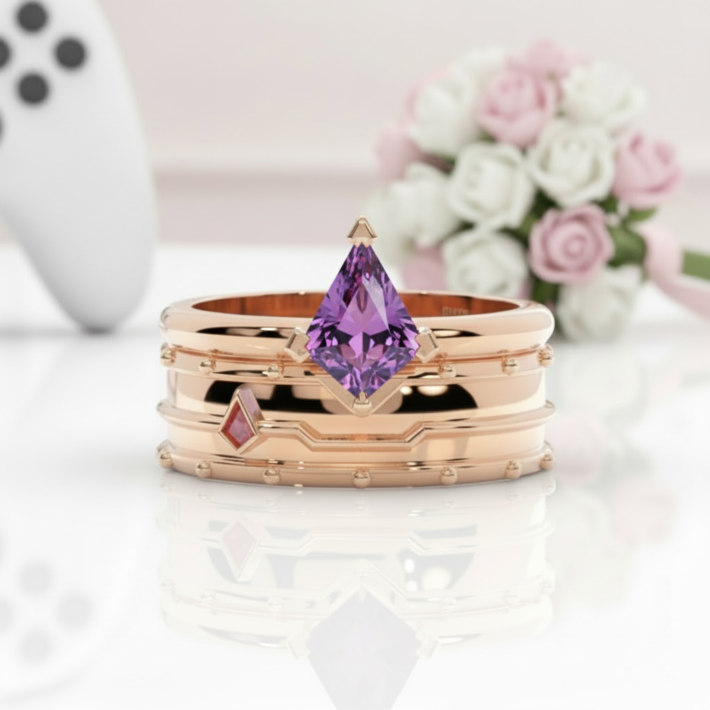 Assassin's Promise Ring Set (Women)- 14k Yellow Gold Video Game Inspired Rings