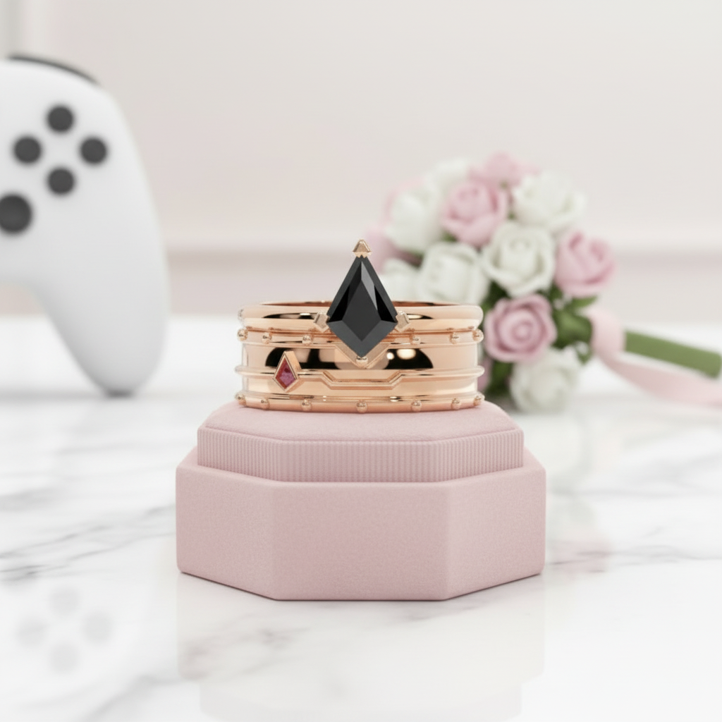 Assassin's Promise Ring Set (Women)- 14k Yellow Gold Video Game Inspired Rings