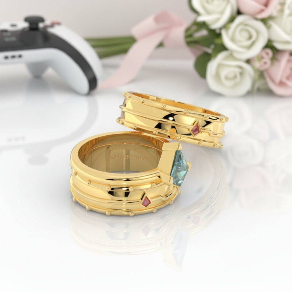 Assasin's Promise Ring Band (Unisex)- 14k Yellow Gold Video Game Inspired Rings