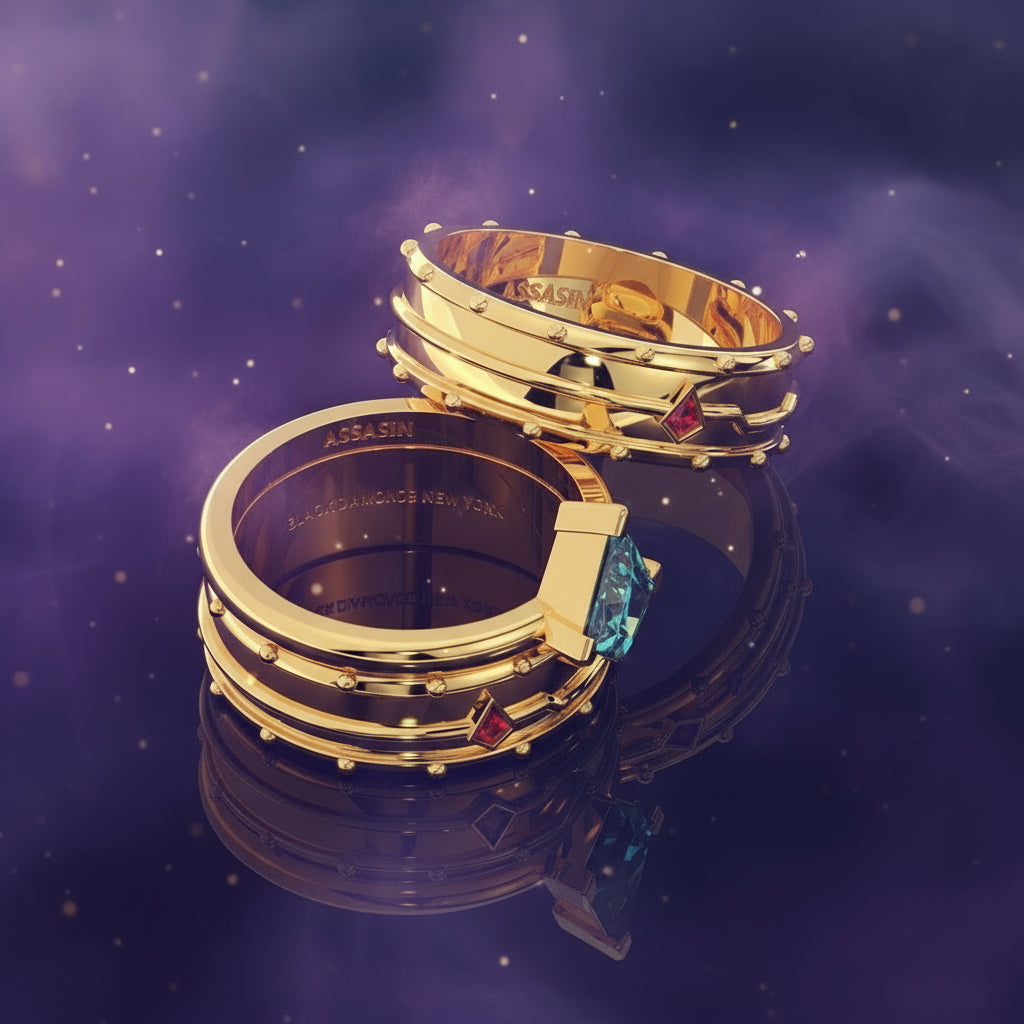 Assassin's Promise Ring Set (Women)- 14k Yellow Gold Video Game Inspired Rings