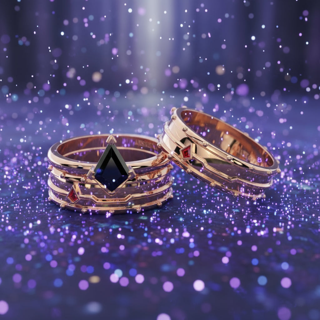 Assassin's Promise Ring Set (Women)- 14k Yellow Gold Video Game Inspired Rings