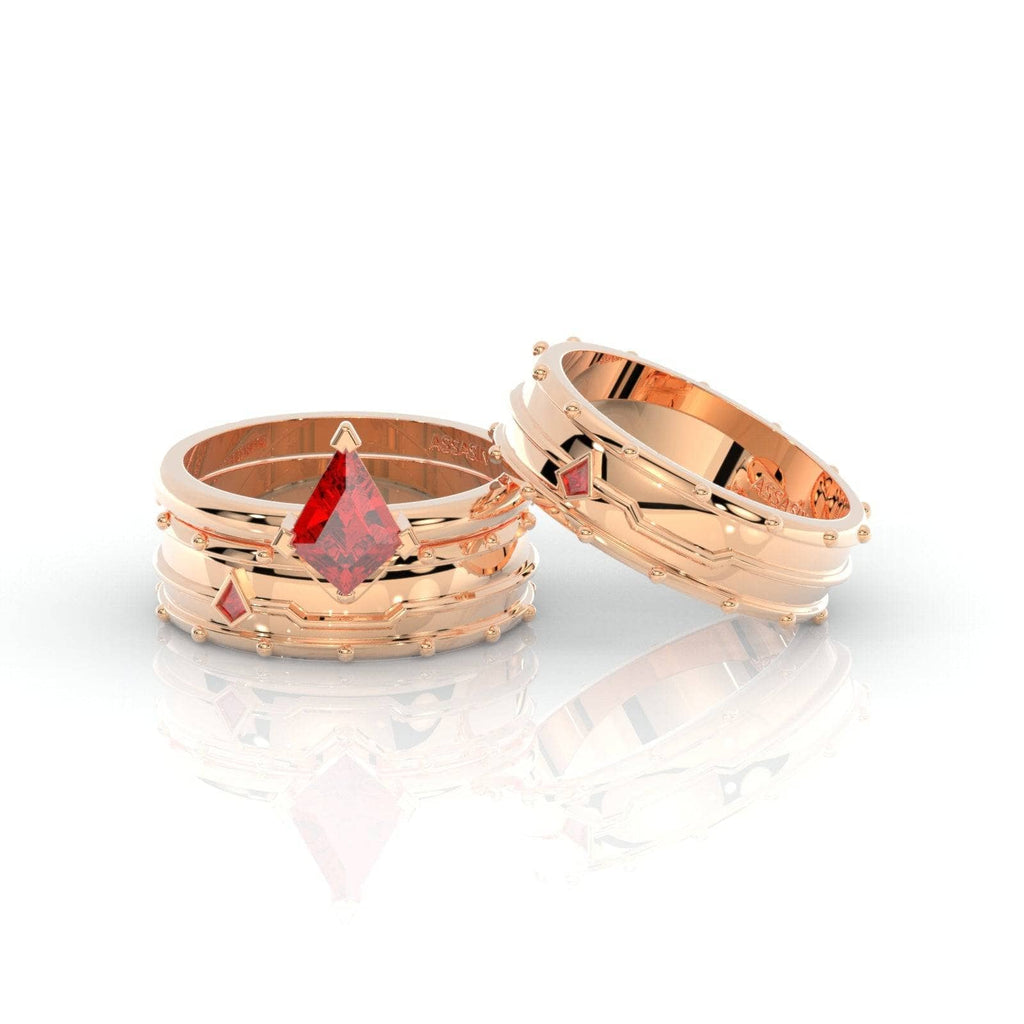 Assasin's Promise Ring Band (Unisex)- 14k Yellow Gold Video Game Inspired Rings