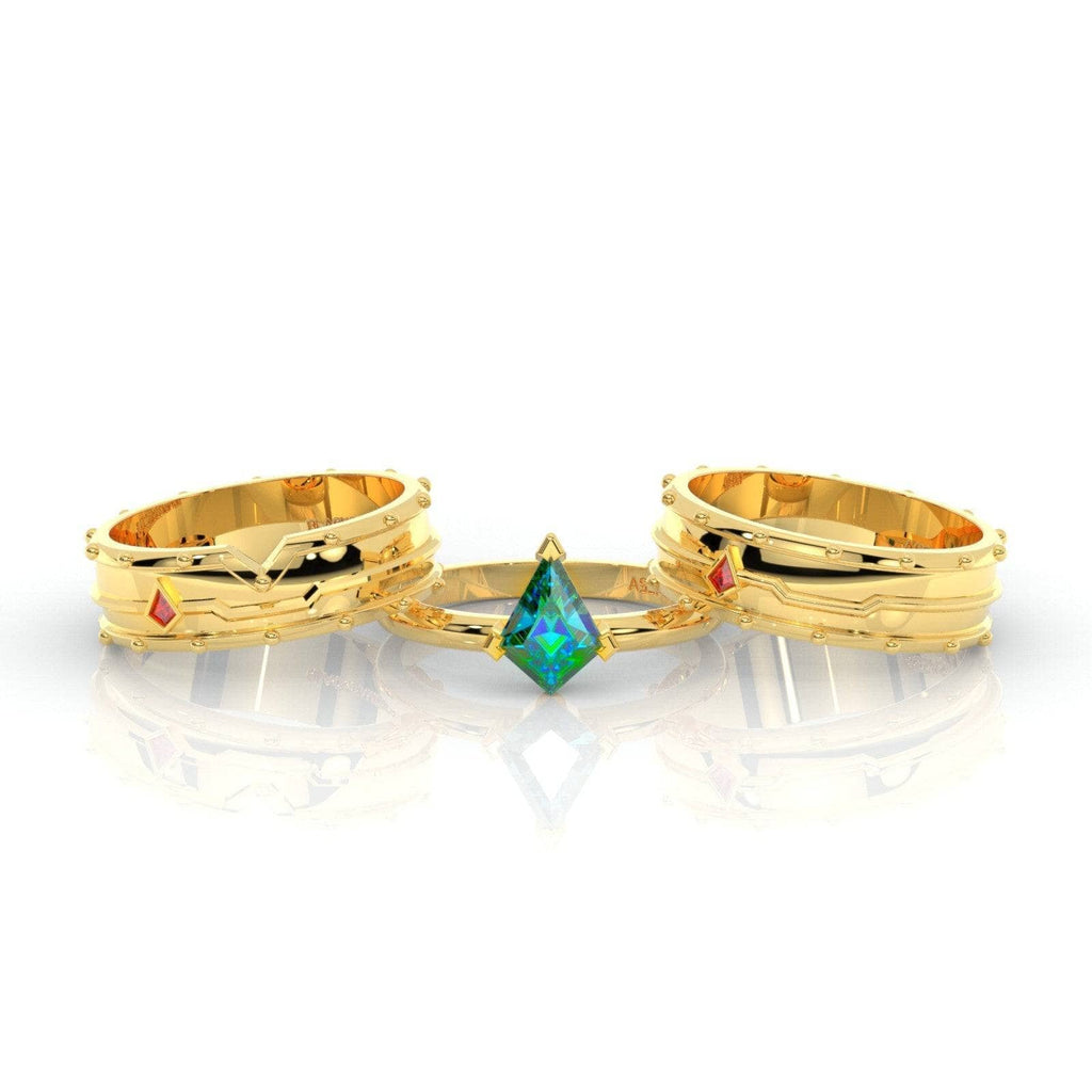 Assassin's Promise Ring Set (Women)- 14k Yellow Gold Video Game Inspired Rings