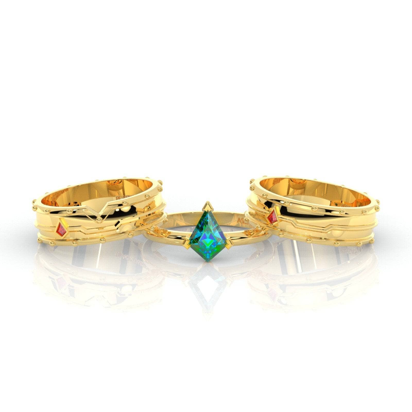 Assassin's Promise Ring Set (Women)- 14k Yellow Gold Video Game Inspired Rings