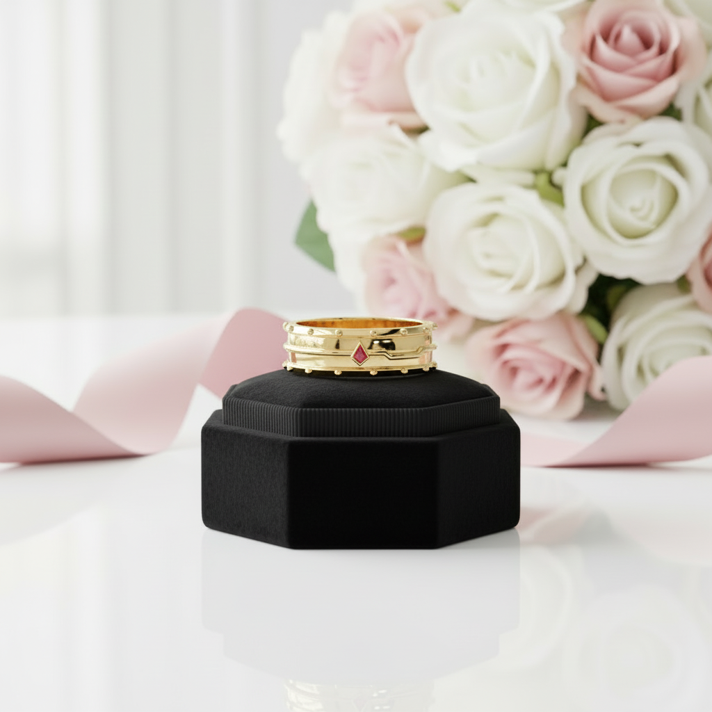 Assasin's Promise Ring Band (Unisex)- 14k Yellow Gold Video Game Inspired Rings