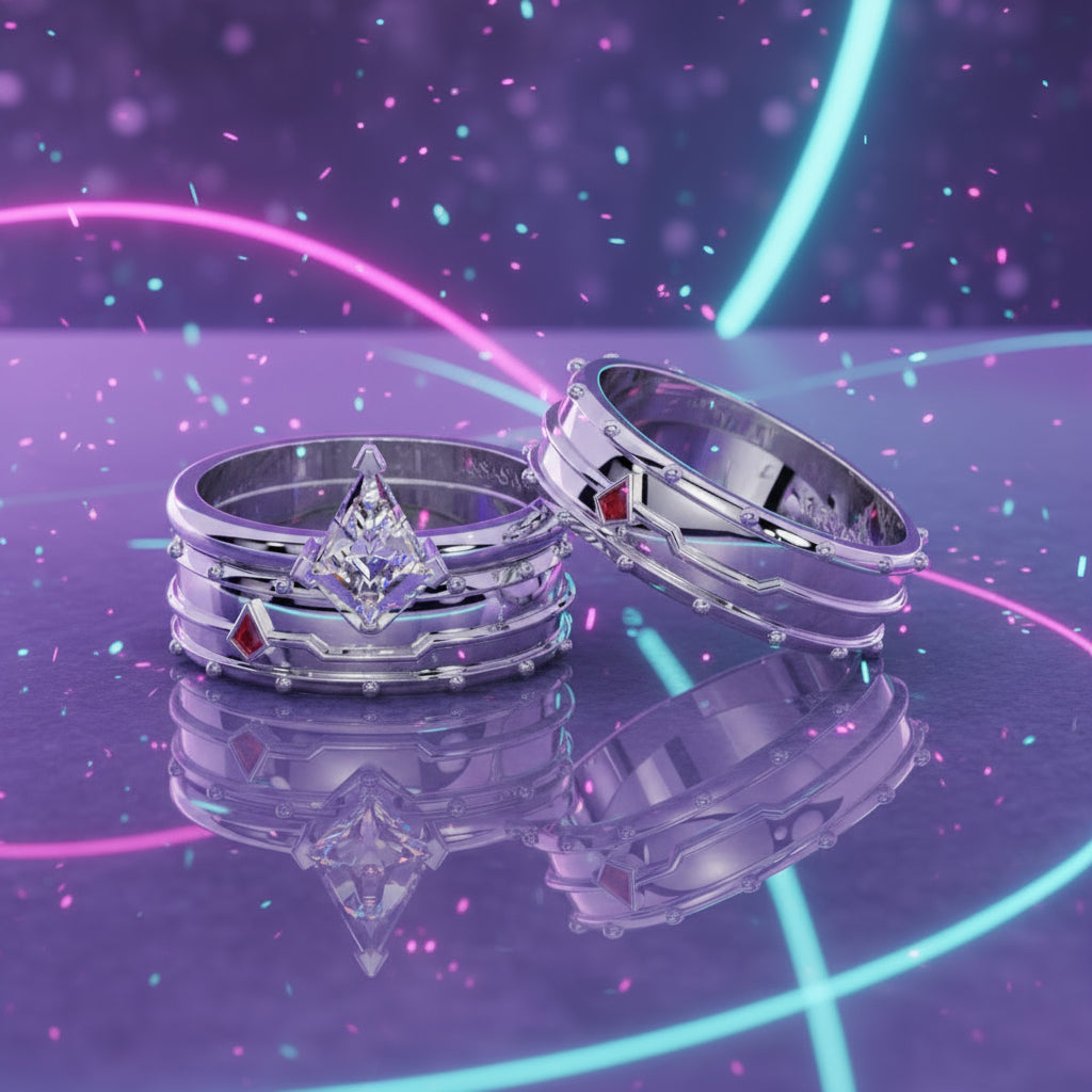 Assassin's Promise Ring Set (Women)- 14k Yellow Gold Video Game Inspired Rings