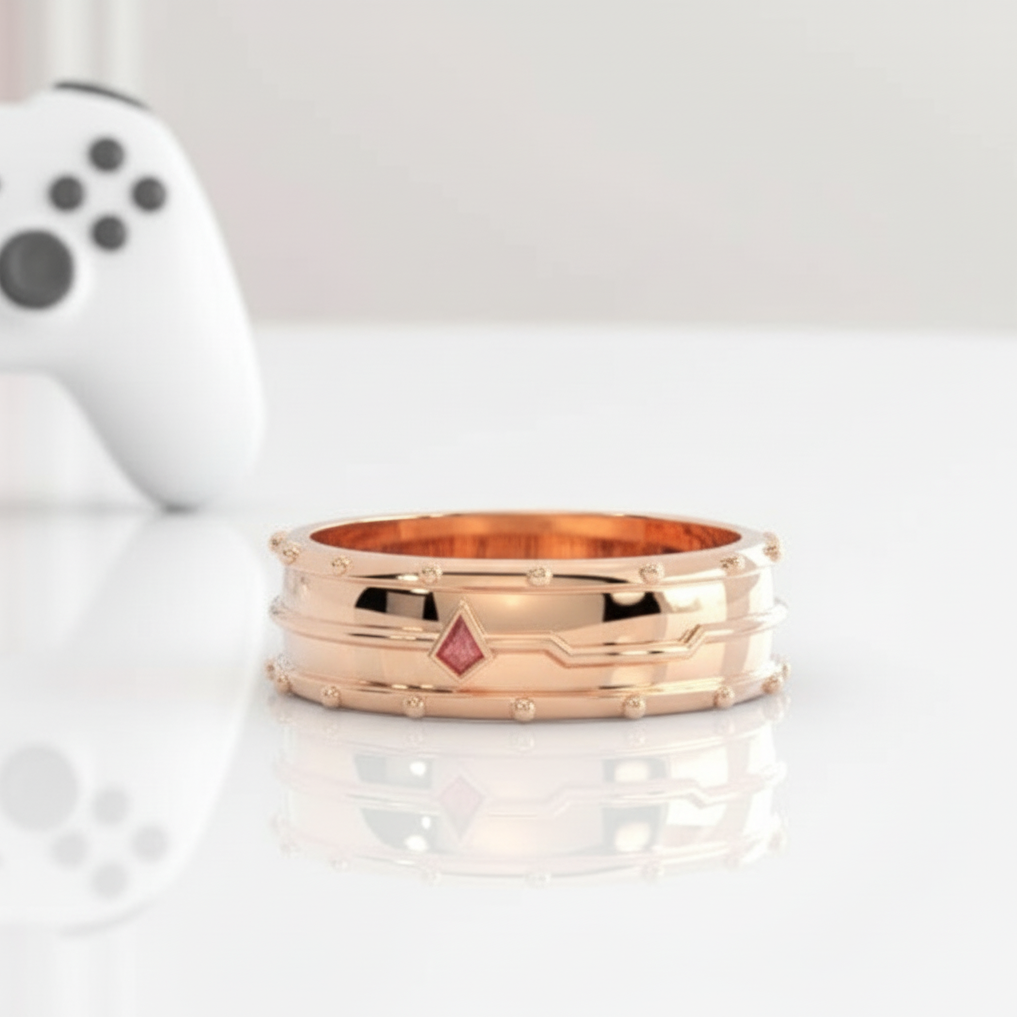 Assasin's Promise Ring Band (Unisex)- 14k Yellow Gold Video Game Inspired Rings