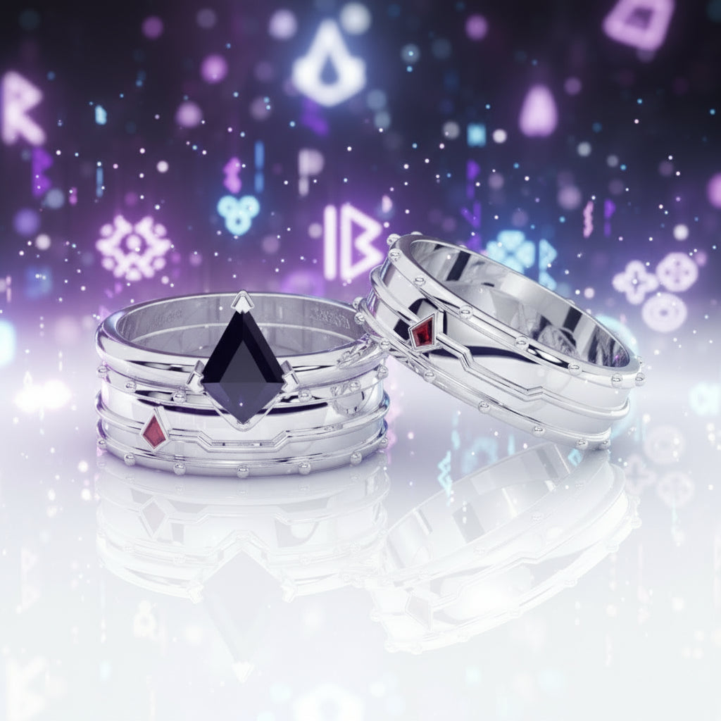 Assassin's Promise Ring Set (Women)- 14k Yellow Gold Video Game Inspired Rings