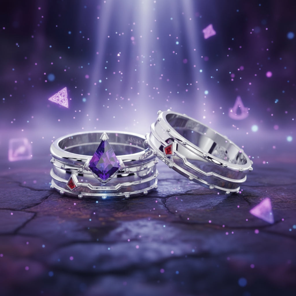 Assassin's Promise Ring Set (Women)- 14k Yellow Gold Video Game Inspired Rings