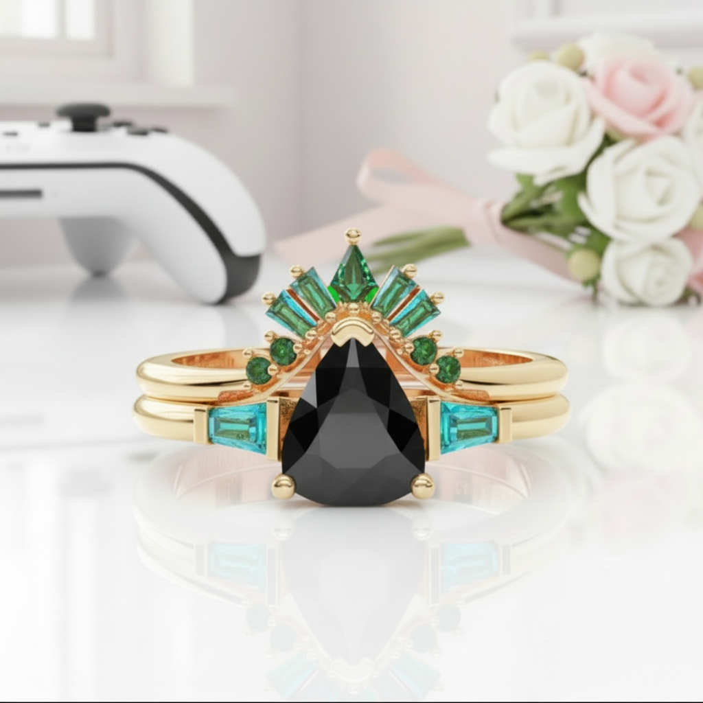Assasin's Romance Engagement Ring (Women)- 14k Yellow Gold Video Game Inspired Rings