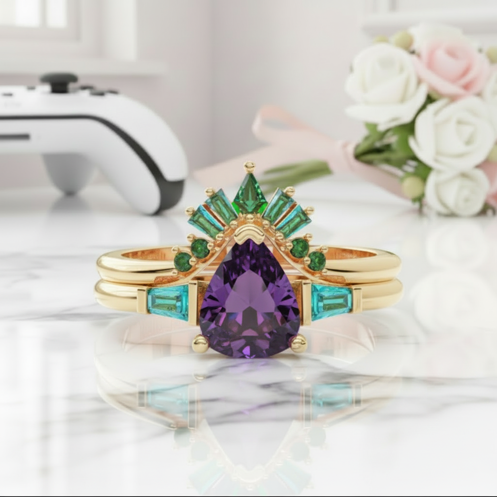 Assasin's Romance Engagement Ring (Women)- 14k Yellow Gold Video Game Inspired Rings
