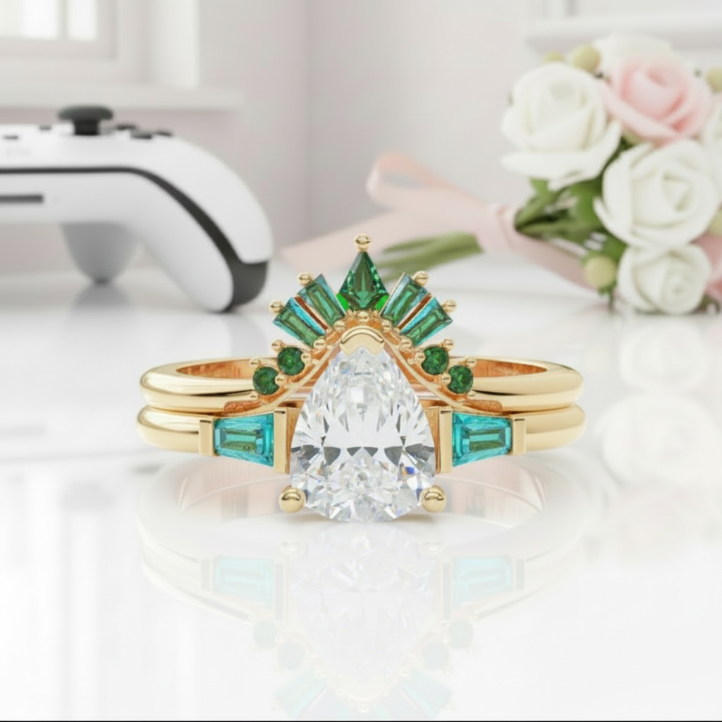 Assasin's Romance Engagement Ring (Women)- 14k Yellow Gold Video Game Inspired Rings