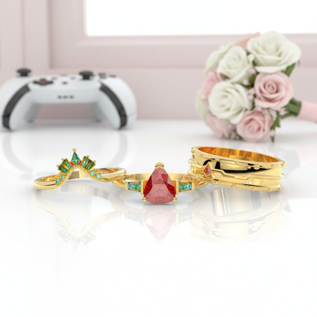 Assasin's Romance Engagement Ring (Women)- 14k Yellow Gold Video Game Inspired Rings