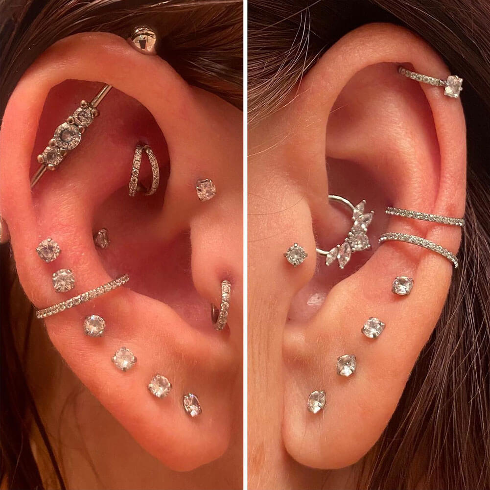 16G CZ Double Hoop Cartilage Ring