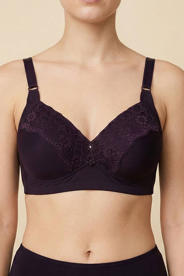 Youmita lace full coverage bra in Rose Wine Dark – front close‑up