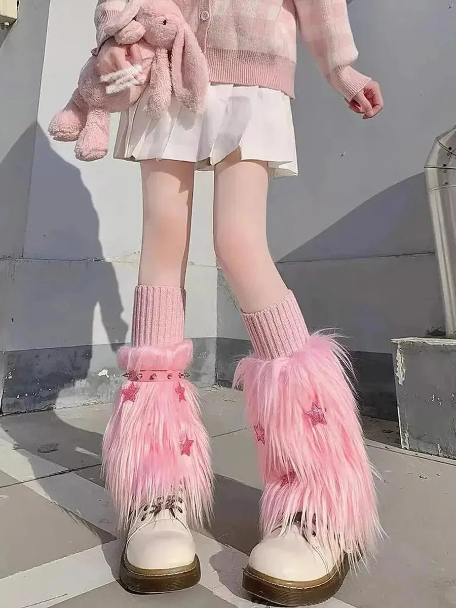 'Fluff Doll' Star Fur Kawaii Leg Warmers