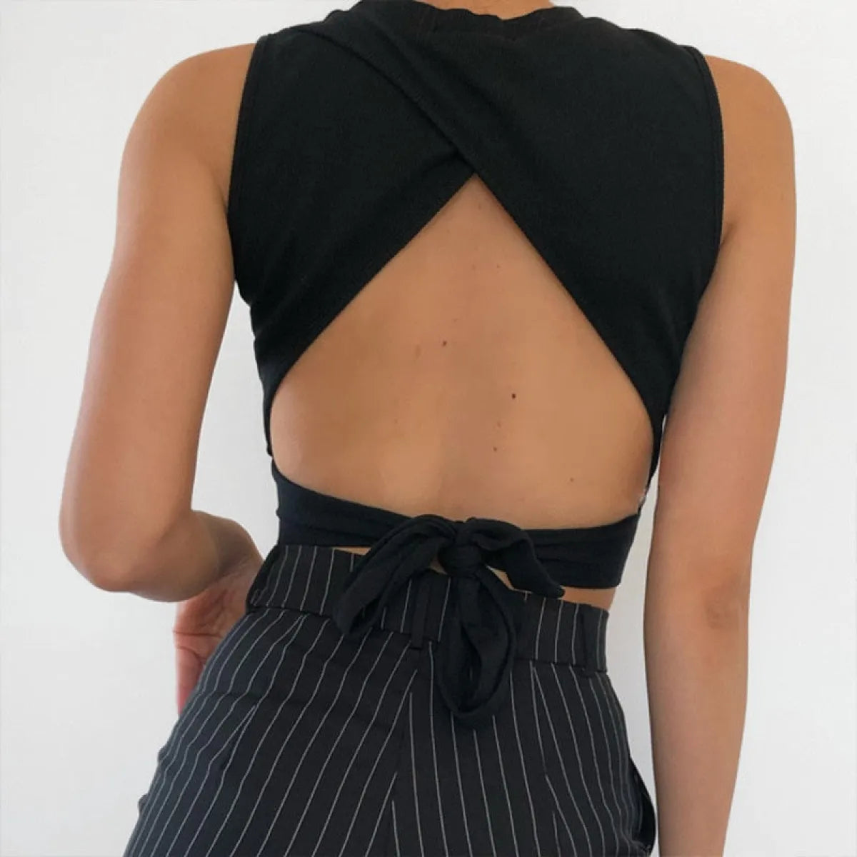 Casual Backless Streetwear Tops