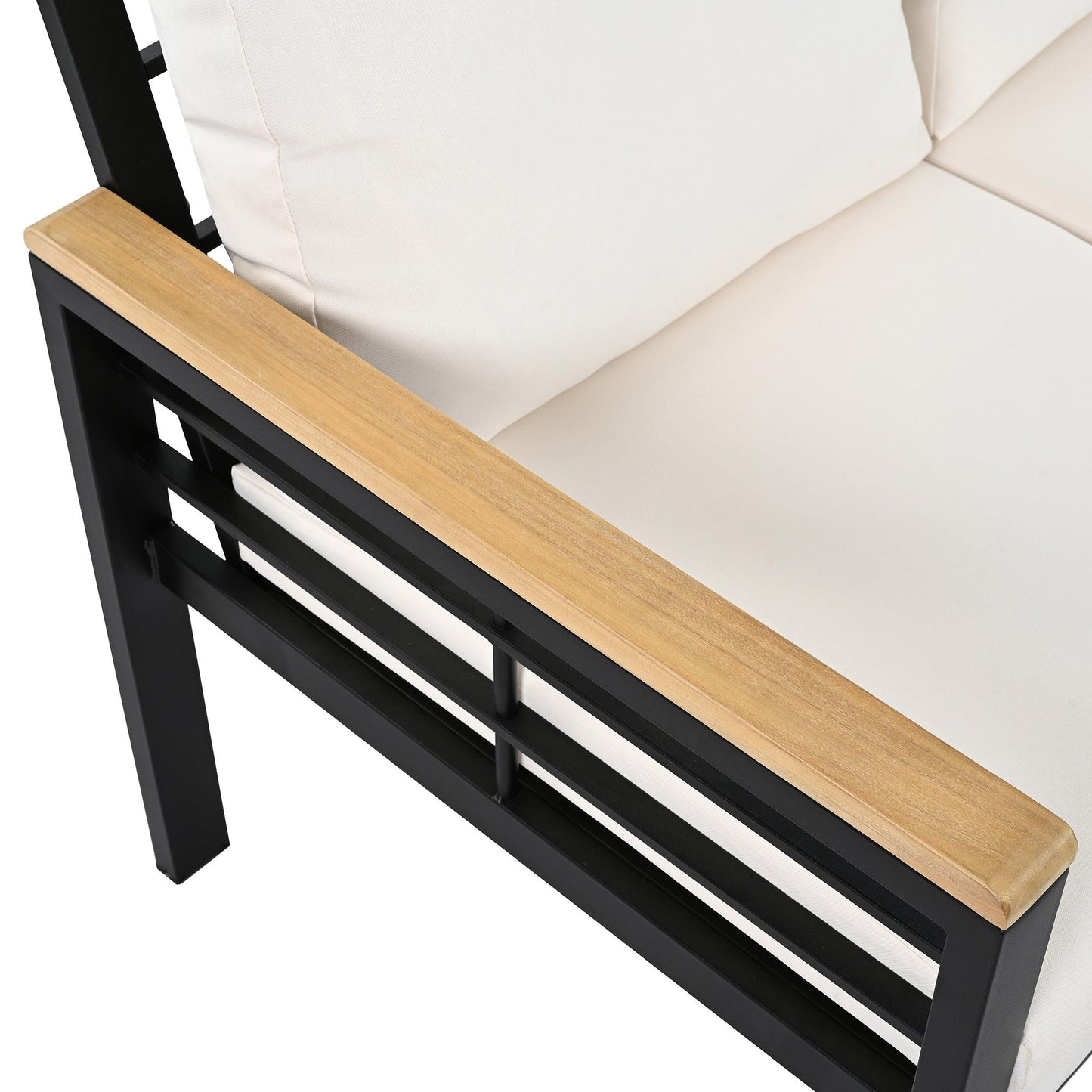 5 Pieces Outdoor Patio Conversation Set with 3-Seat Sofa, Cushions for Backyard, Poolside, Garden