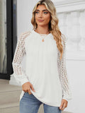 T-Shirts Trendsi Lace long sleeve top in black