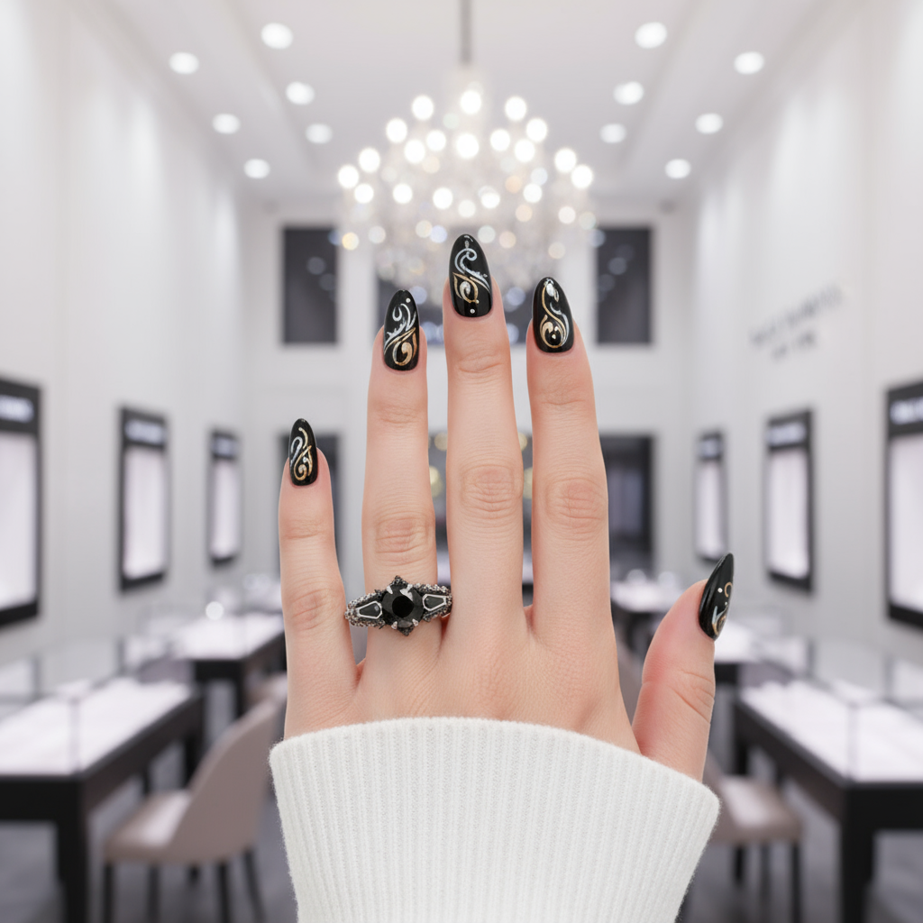 Bat's Kiss Promise Ring- 1.5 Ct Round and Coffin Cut Diamond Option Gothic Ring