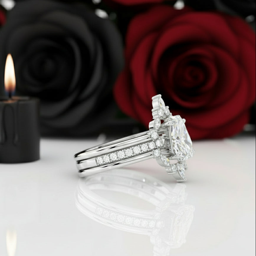 Be Mine Forever- Radiant Coffin Cut Diamond Option Gothic Wedding Ring