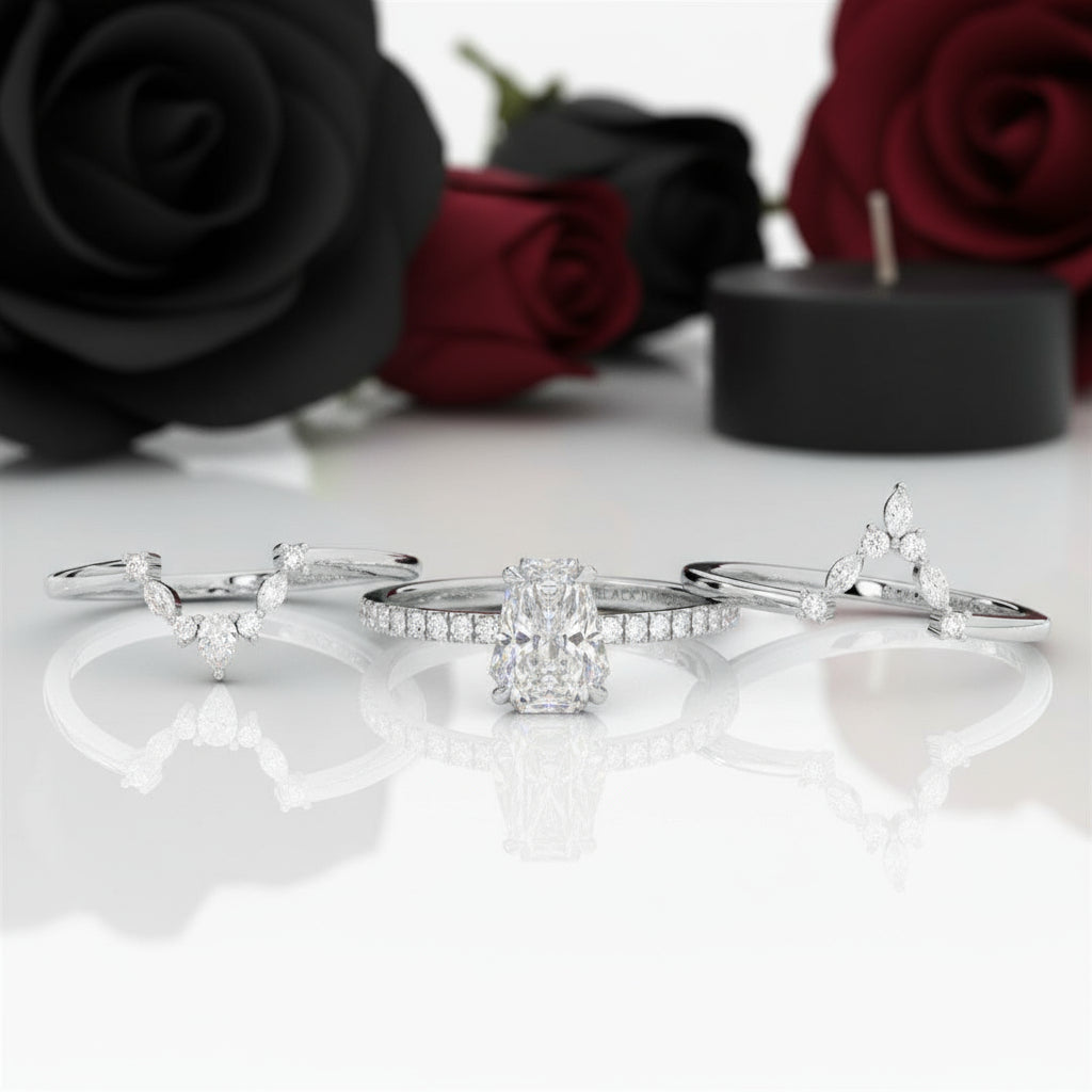 Be Mine Forever- Radiant Coffin Cut Diamond Option Gothic Wedding Ring