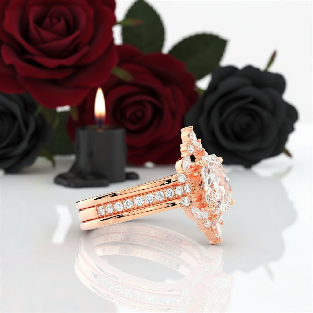 Be Mine Forever- Radiant Coffin Cut Diamond Option Gothic Wedding Ring