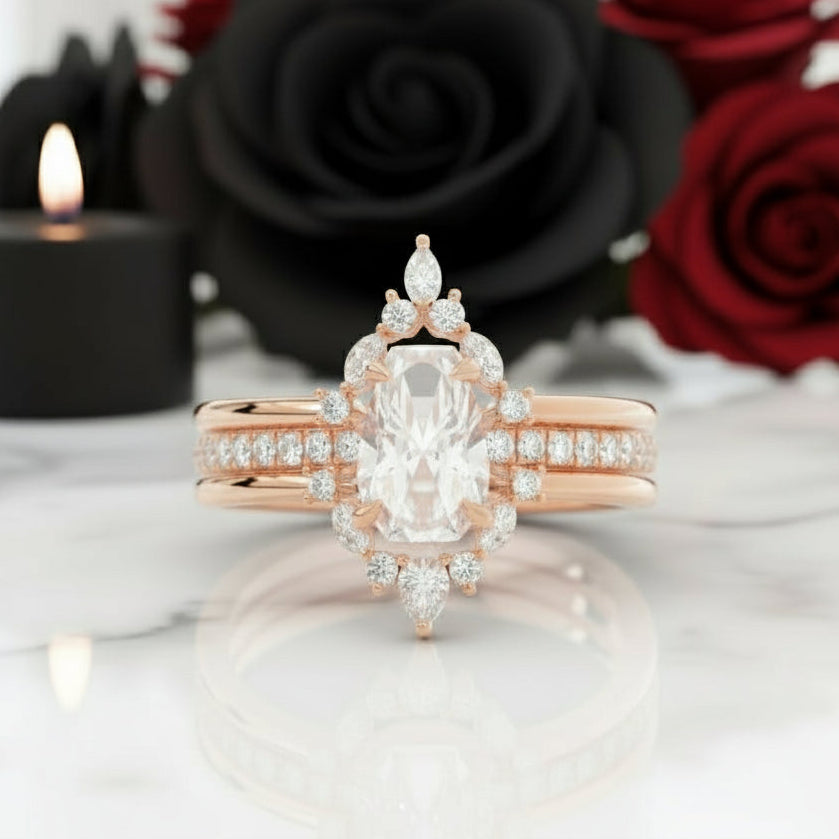 Be Mine Forever- Radiant Coffin Cut Diamond Option Gothic Wedding Ring