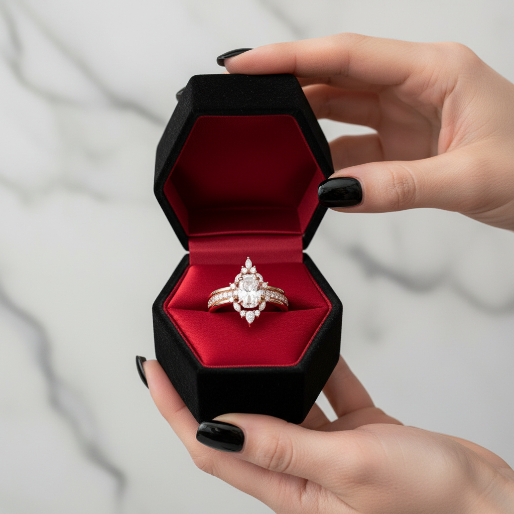 Be Mine Forever- Radiant Coffin Cut Diamond Option Gothic Wedding Ring