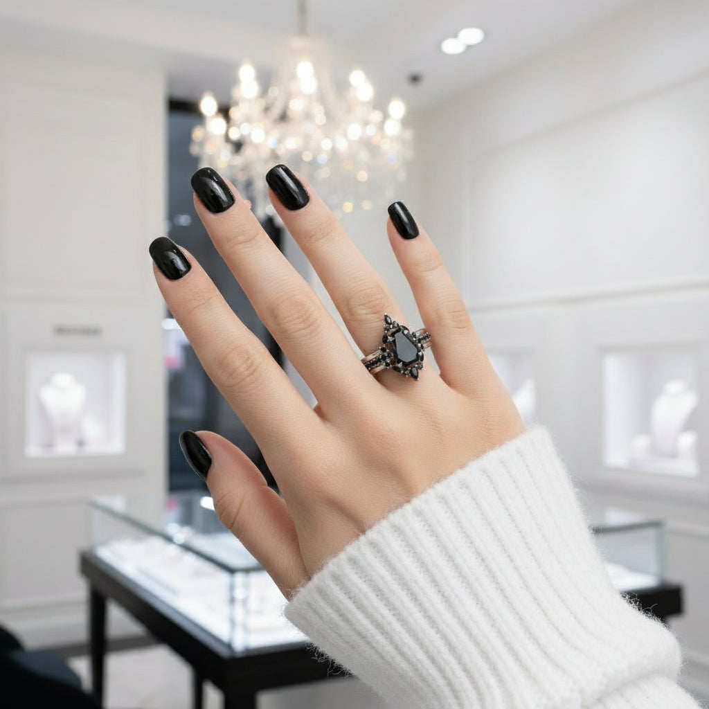 Be Mine Forever- Radiant Coffin Cut Diamond Option Gothic Wedding Ring