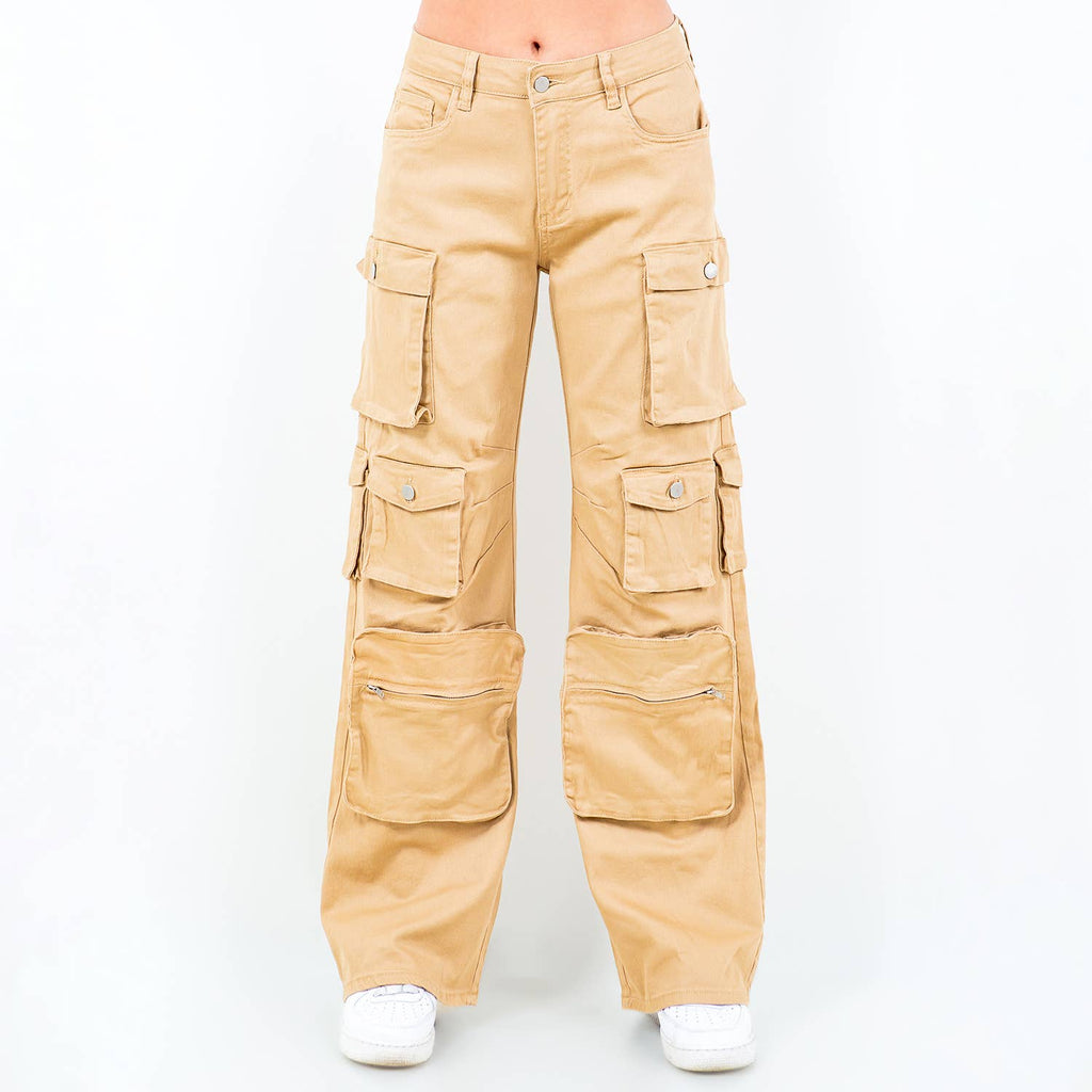 PLUS SIZE HIGH WAIST WIDE LEG POCKET PANTS-RJH30589P