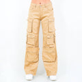 PLUS SIZE HIGH WAIST WIDE LEG POCKET PANTS-RJH30589P