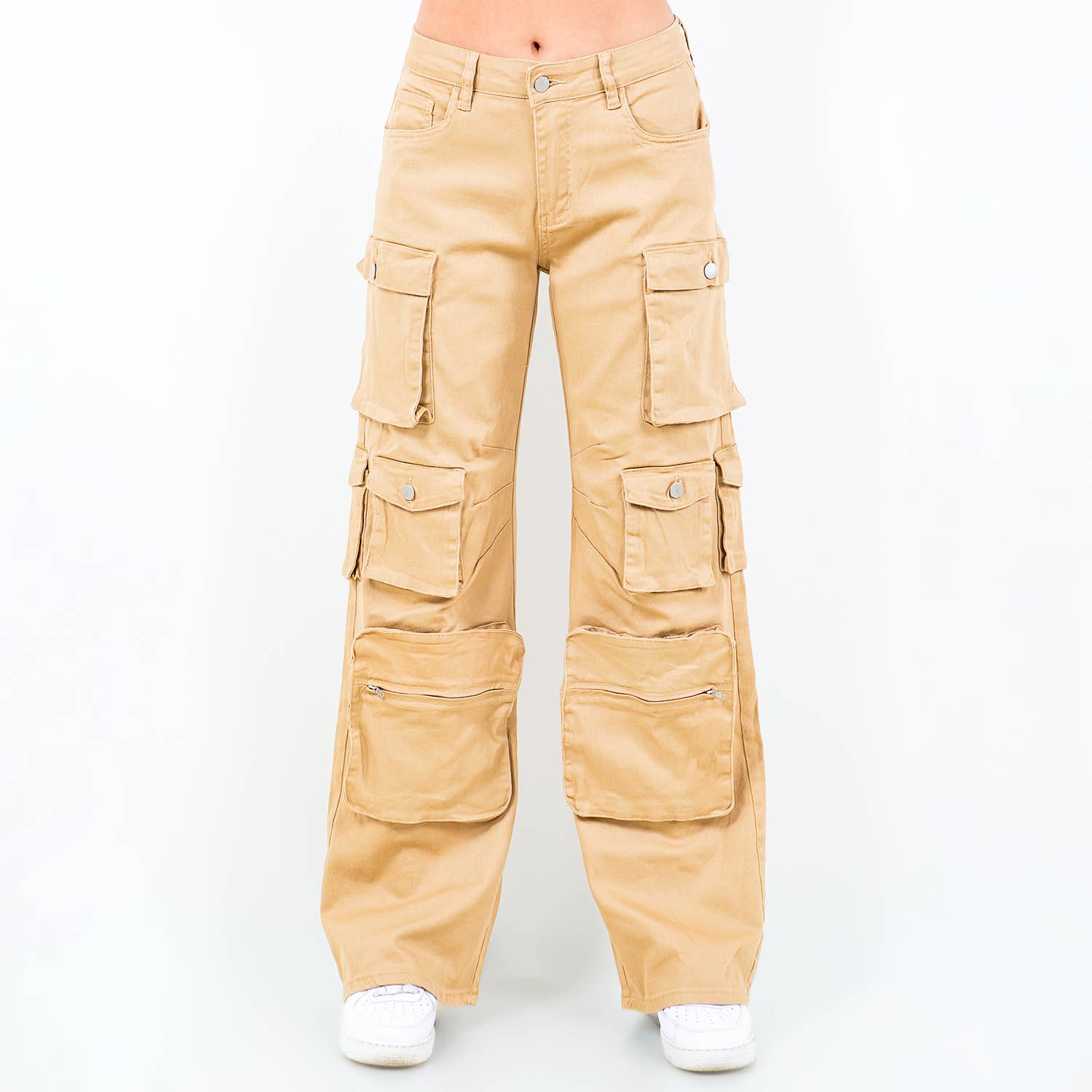 PLUS SIZE HIGH WAIST WIDE LEG POCKET PANTS-RJH30589P