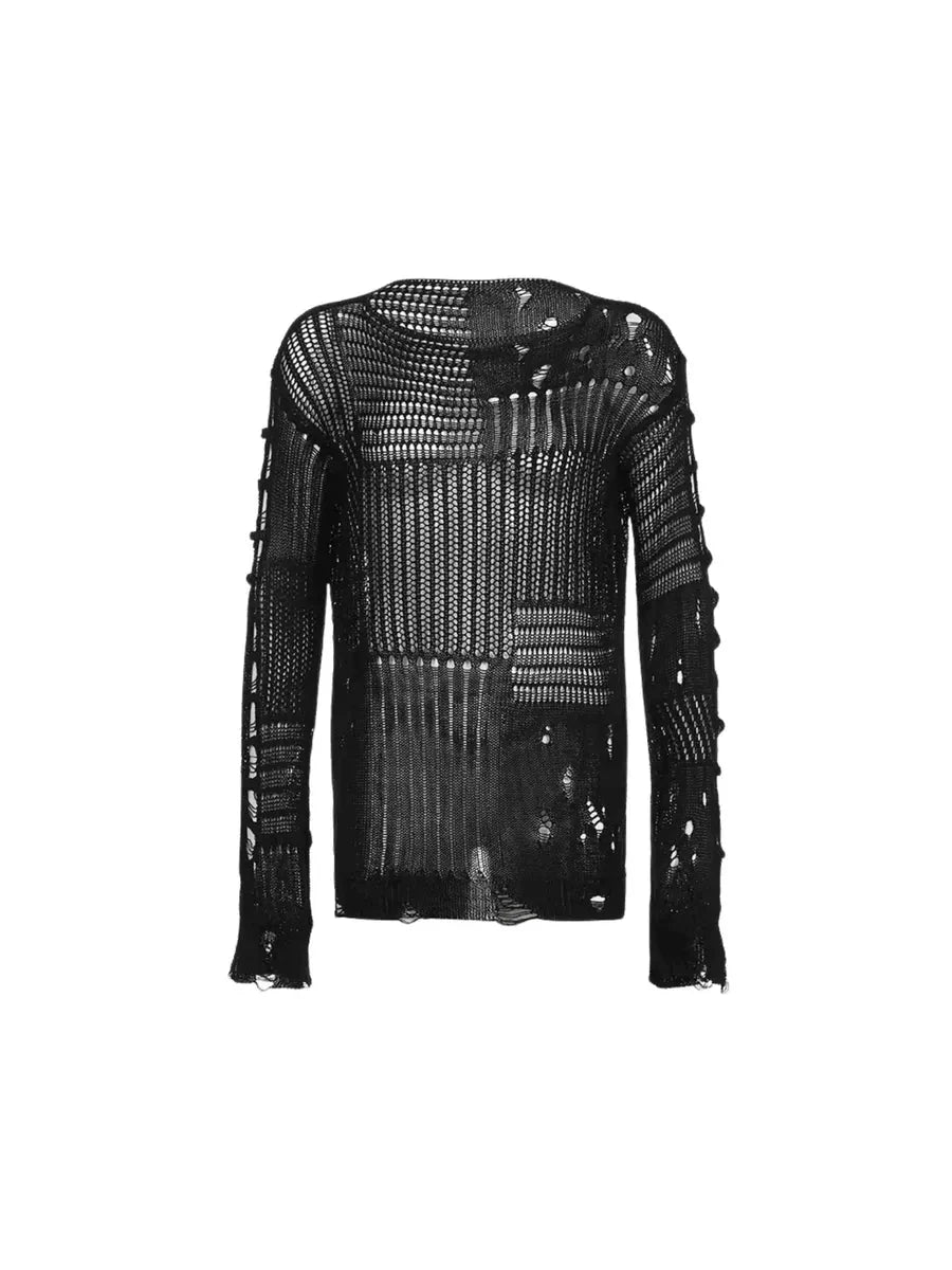 'Ease Me' Y2k Mesh See Through Irregular Top