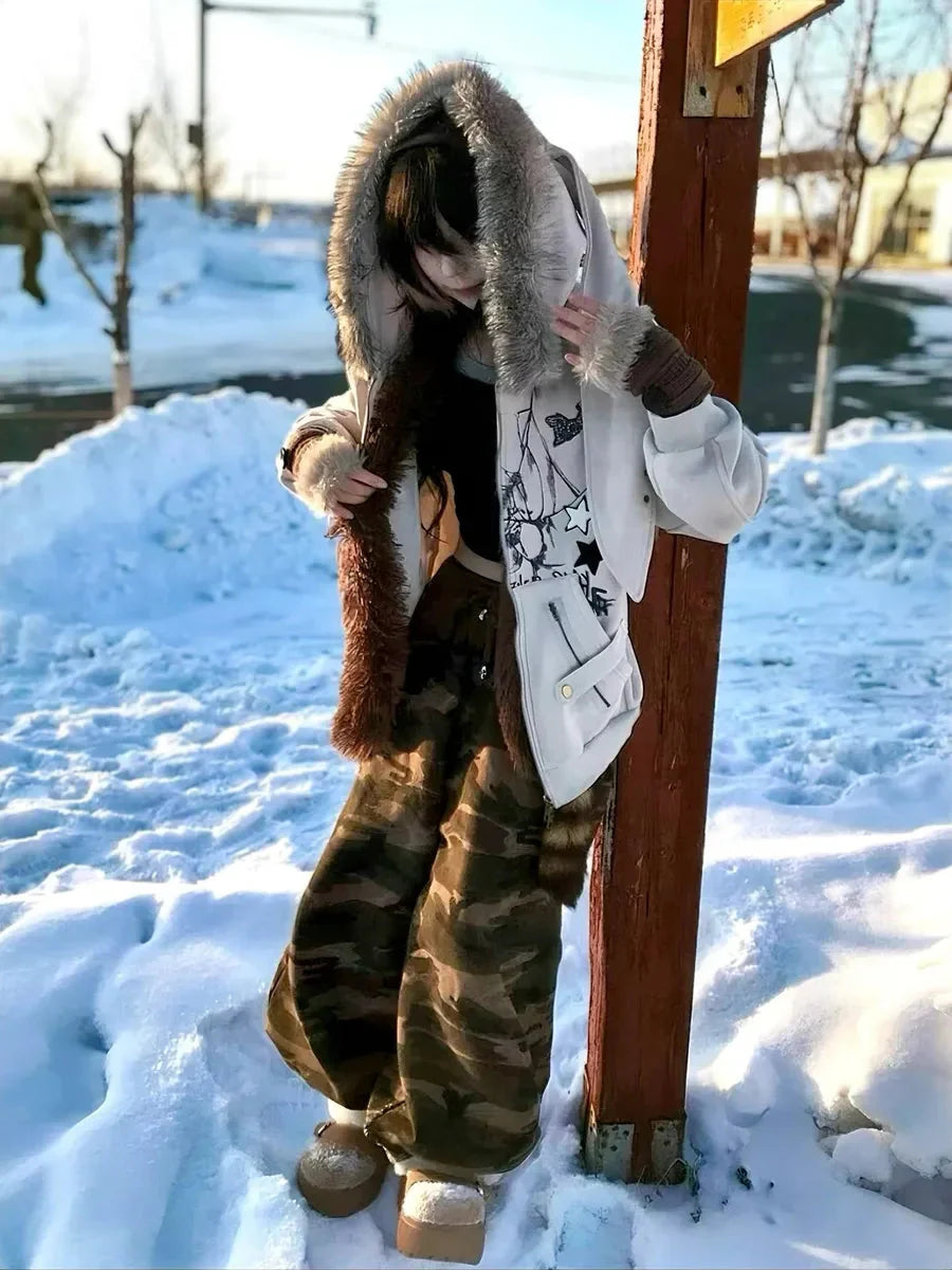 'Basement Rabbit ' Punk Harajuku Fluffy Hood Bunny Ears Hoodie