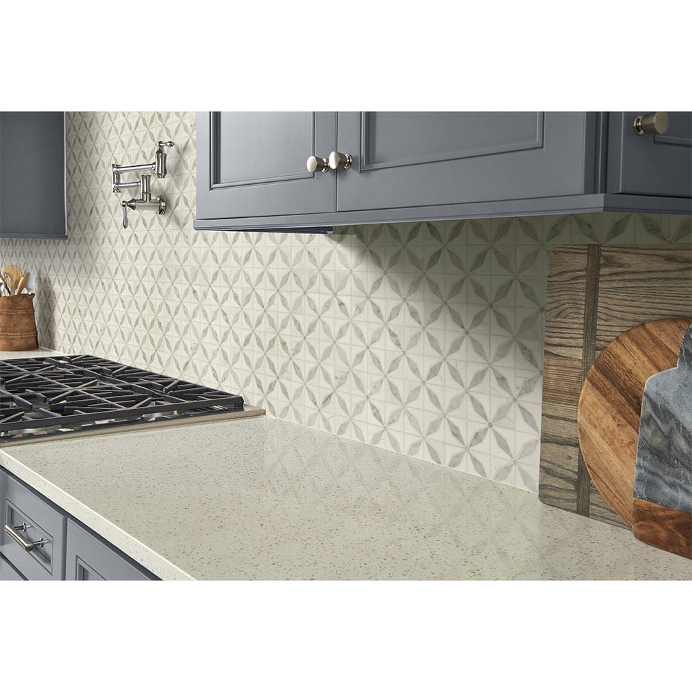 Bianco Starlite 12"x12" Polished Marble Mesh-Mounted Mosaic Tile Pattern - MSI Collection