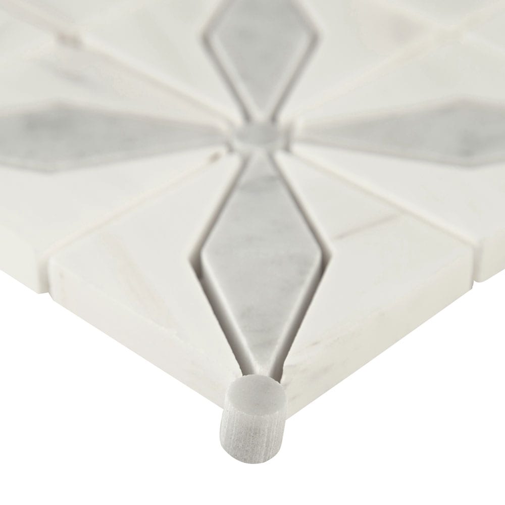 Bianco Starlite 12"x12" Polished Marble Mesh-Mounted Mosaic Tile Pattern - MSI Collection